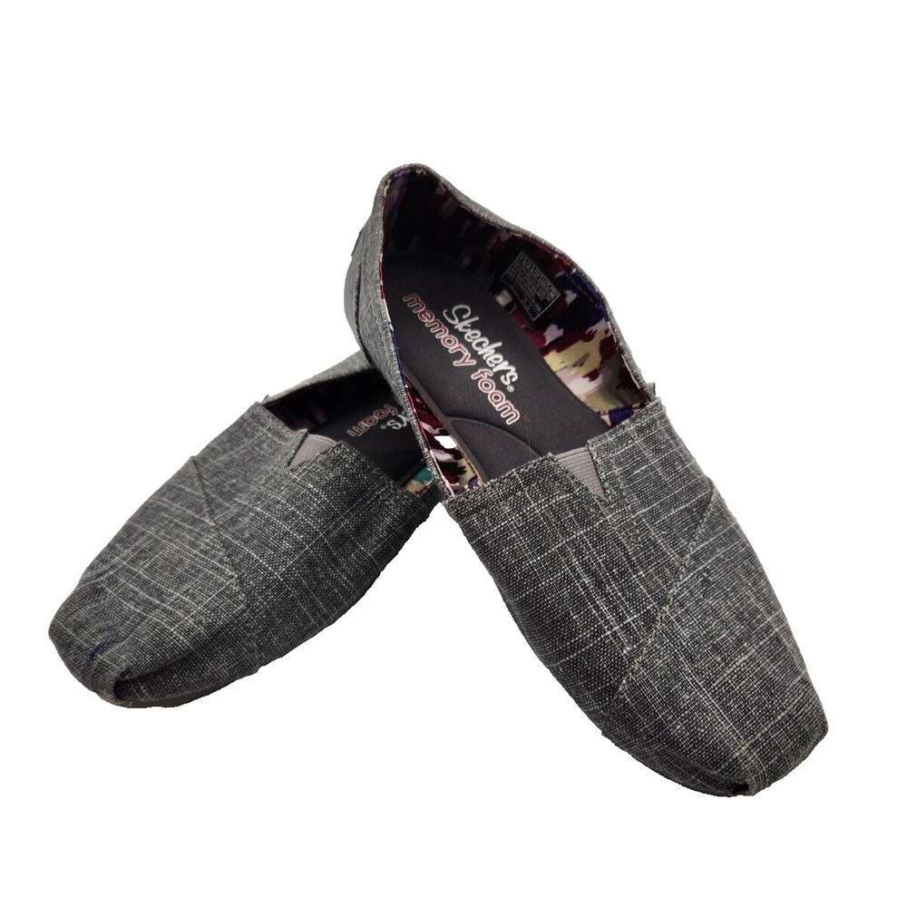 Skechers Jean Gray Canvas Flats Women's Size 7.5 US Slip On Shoes Lightweight